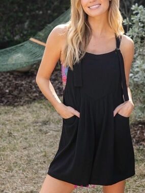 Natural Life Carrington Black Romper Size Large NWT Rayon Linen Boho Minimalist